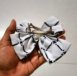 HANDMADE Cute Patterned Hair Bow- WHITE