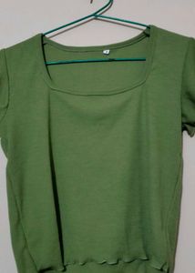 Green Ruffle Trim Top