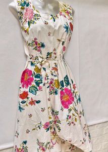 New High Low Floral Print Dress For Medium Size