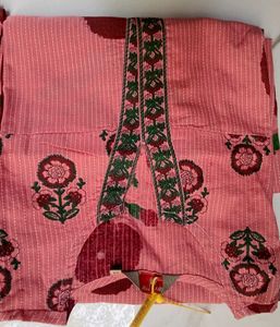 Pretty Peach Printed Kurta Set