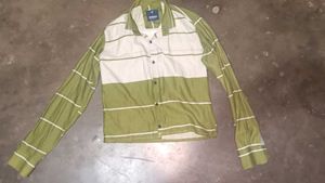 Green Striped Button-Down Shirt