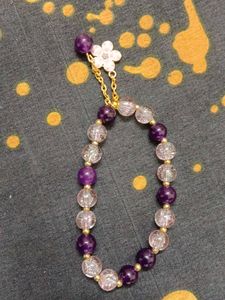 &#34;Amethyst purple ✨and Glass Pink Beaded Bracelet w
