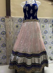 Elegant Blue Velvet Gown