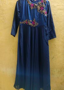 Stunning Navy Blue Embroidered Maxi Dress