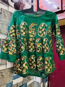 Green Embellished Top