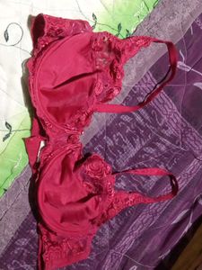 Elegant Red Floral Lace Bra