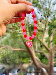 Dual Shade (Red &amp; Pink) Glass Beads Bracelet