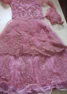 Beautiful Net Lehenga With Long Top