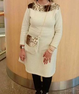 Unique Tweed Dress with Faux Fur