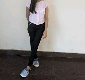 Crop Pink Strip Shirt