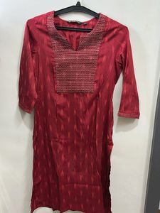 Maroon Embroidered Kurti (Size M)