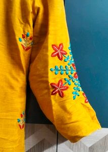 Embroidered Mustard Kurti