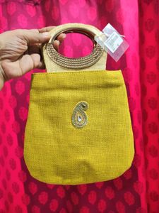 Beautiful Jute And Silk Ethnic Evening Bag