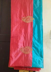 Blue Pink Combination Soft Silk Saree