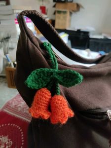 Orange Crochet Lily Of The Valley Keychain