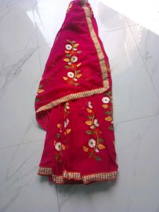Elegant Pink Embroidered Saree