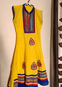 Yellow Embroidered Indian Kurta