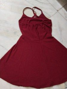 Burgundy Fit &amp; Flare Dress