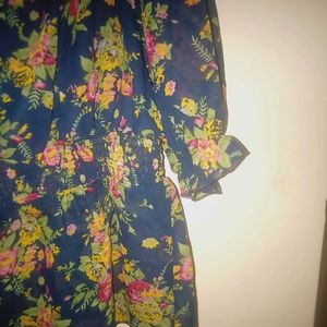 Blue Square Neck Top