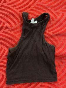 Brown Ribbed Tank Top