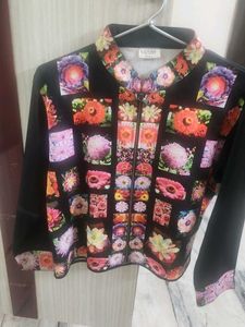 Floral Print Zip Up Jacket