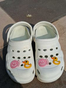 White Platform Clogs with Charms