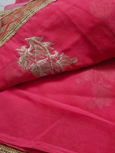 Peach Colour Saree Without Blouse