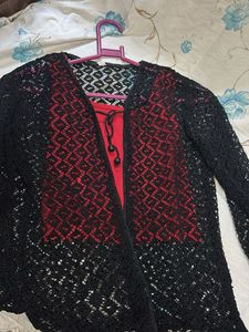 Black Crochet Shrug