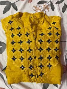 Yellow Embroidered KurtaSet