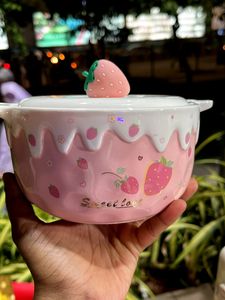 Strawberry Ceramic Ramen Bowl - Pink