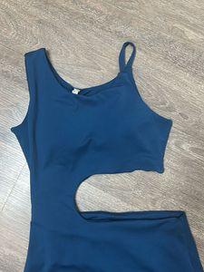 Blue One-Shoulder Cutout Dress