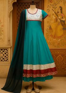 🇳🇿💫💗Elegant Teal Anarkali Kurta With Dupatta