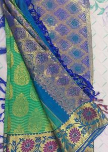 Elegant Green & Blue Saree