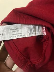 Red Crop Tee With Strings