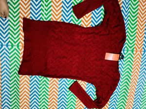 maroon Knit long Sweater