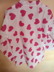 Heart Print Button-Up Top