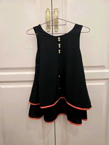 Black Top With Coral Orange Lining