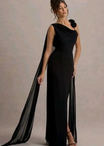 new size S Elegant Black One-Shoulder Gown