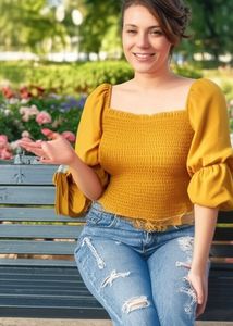 Chic Mustard Peplum Top