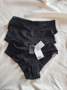 H&amp;M Lace Trimmed Cotton Hipsters Set Of 3/ Size-M