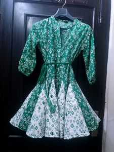 Green Floral Fit & Flare Zudio Dress
