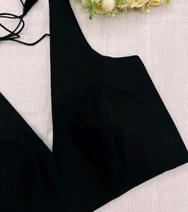 Cotton Padded Drawstring Strappy Blouse