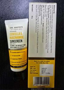 Dr. Sheth's Centella &amp; Niacinamide Sunscreen SPF50