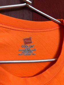 Hanes Long Sleeve Orange T Shirt