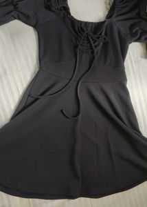 Black Off-Shoulder Puff Sleeve Dress