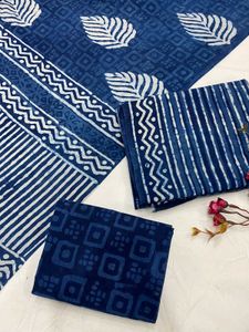 Indigo Block Print Dress Material