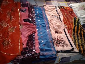 Combo Of 5 Beautiful Sarees With 2 Blouse