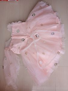 Baby Pink Color Party Wear Dress For Baby Girl