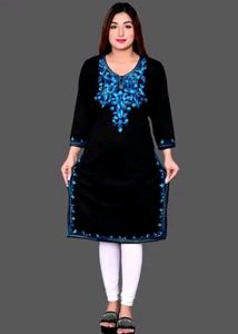 Embroidered Woolen Kurta