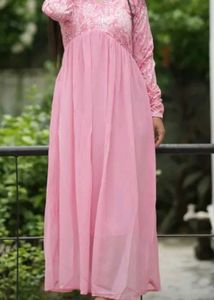 Pink Floral Long Sleeve Maxi Dress
